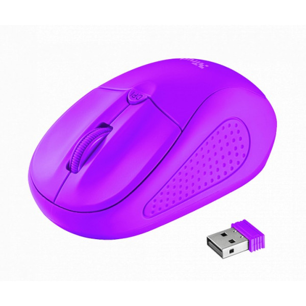 Проводная мышь Trust Primo Wireless Mouse - neon purple (21924)