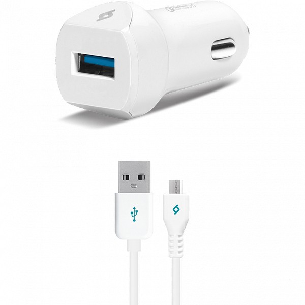 Avtomobil üçün enerji yığma cihazı T-tec SpeedCharger QC 3.0 In-Car Charger, 18 W with Micro USB White