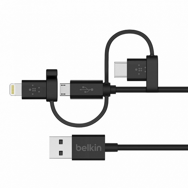 Универсальный кабель Belkin Universal Cable with Micro-USB, USB-C and Lightning Connectors